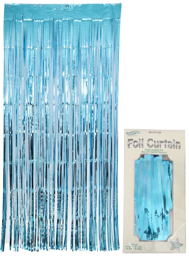 Foil Door Curtain - Metallic Baby Blue