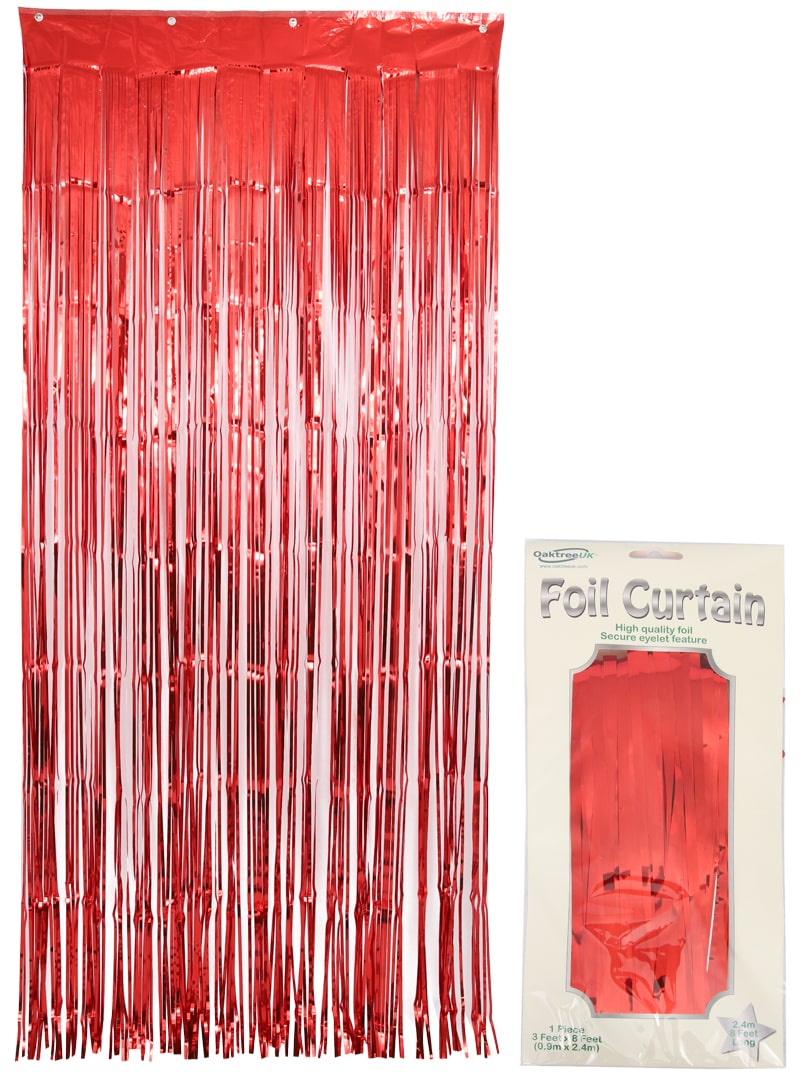 Foil Door Curtain - Metallic Red