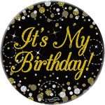 It's My Birthday Black & Gold Badge