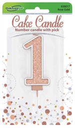 Glitter No.1 Sparkling Fizz Rose Gold Candle 7.5cm