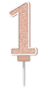 Glitter No.1 Sparkling Fizz Rose Gold Candle 7.5cm