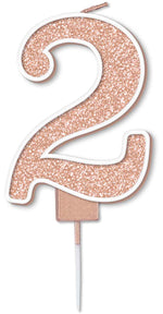 Glitter No.2 Sparkling Fizz Rose Gold Candle 7.5cm