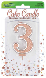 Glitter No.3 Sparkling Fizz Rose Gold Candle 7.5cm
