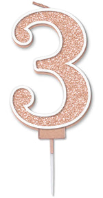 Glitter No.3 Sparkling Fizz Rose Gold Candle 7.5cm