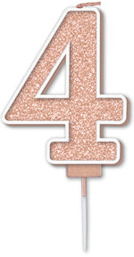 Glitter No.4 Sparkling Fizz Rose Gold Candle 7.5cm