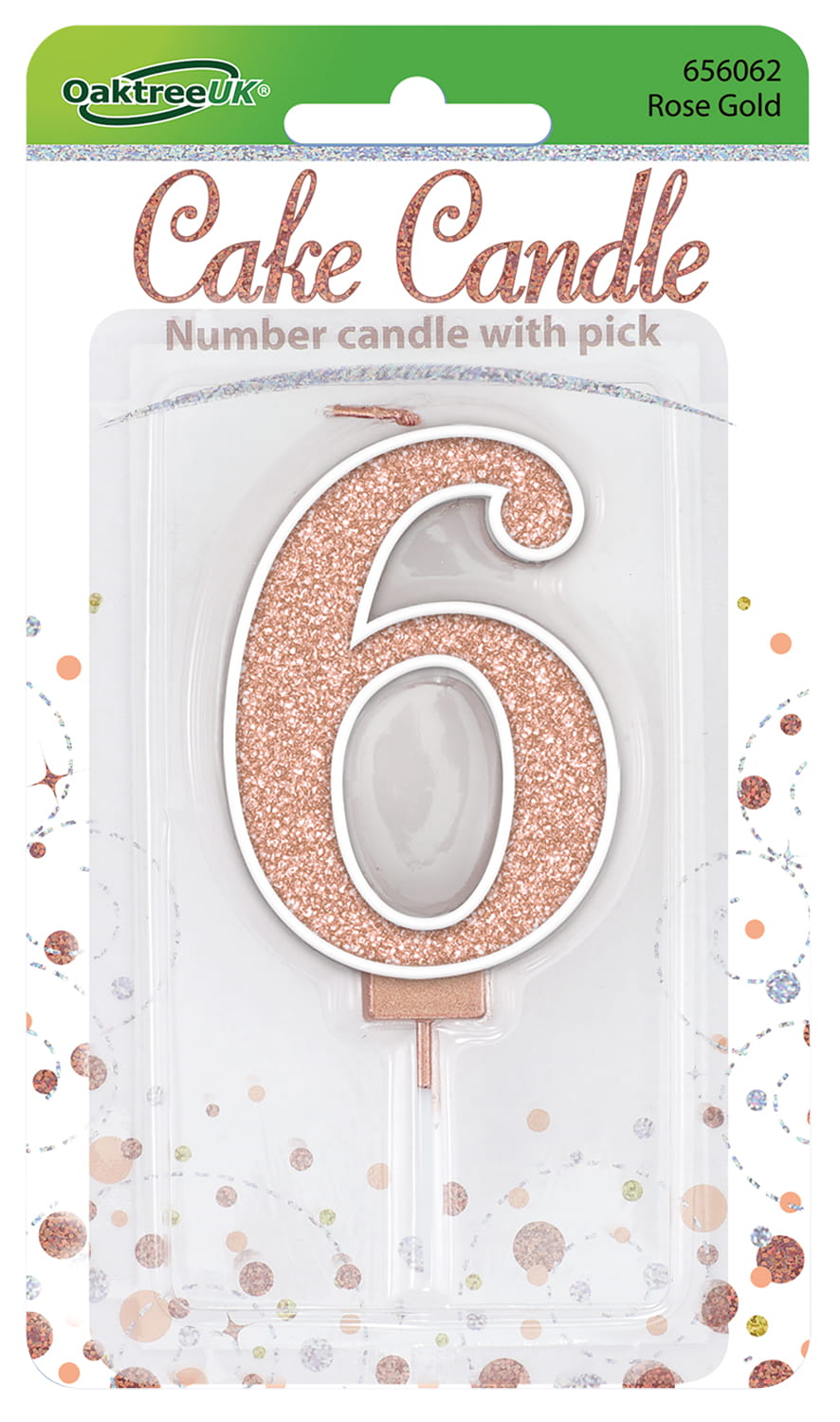 Glitter No.6 Sparkling Fizz Rose Gold Candle 7.5cm