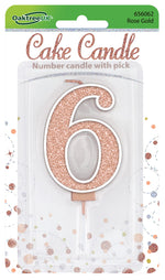 Glitter No.6 Sparkling Fizz Rose Gold Candle 7.5cm
