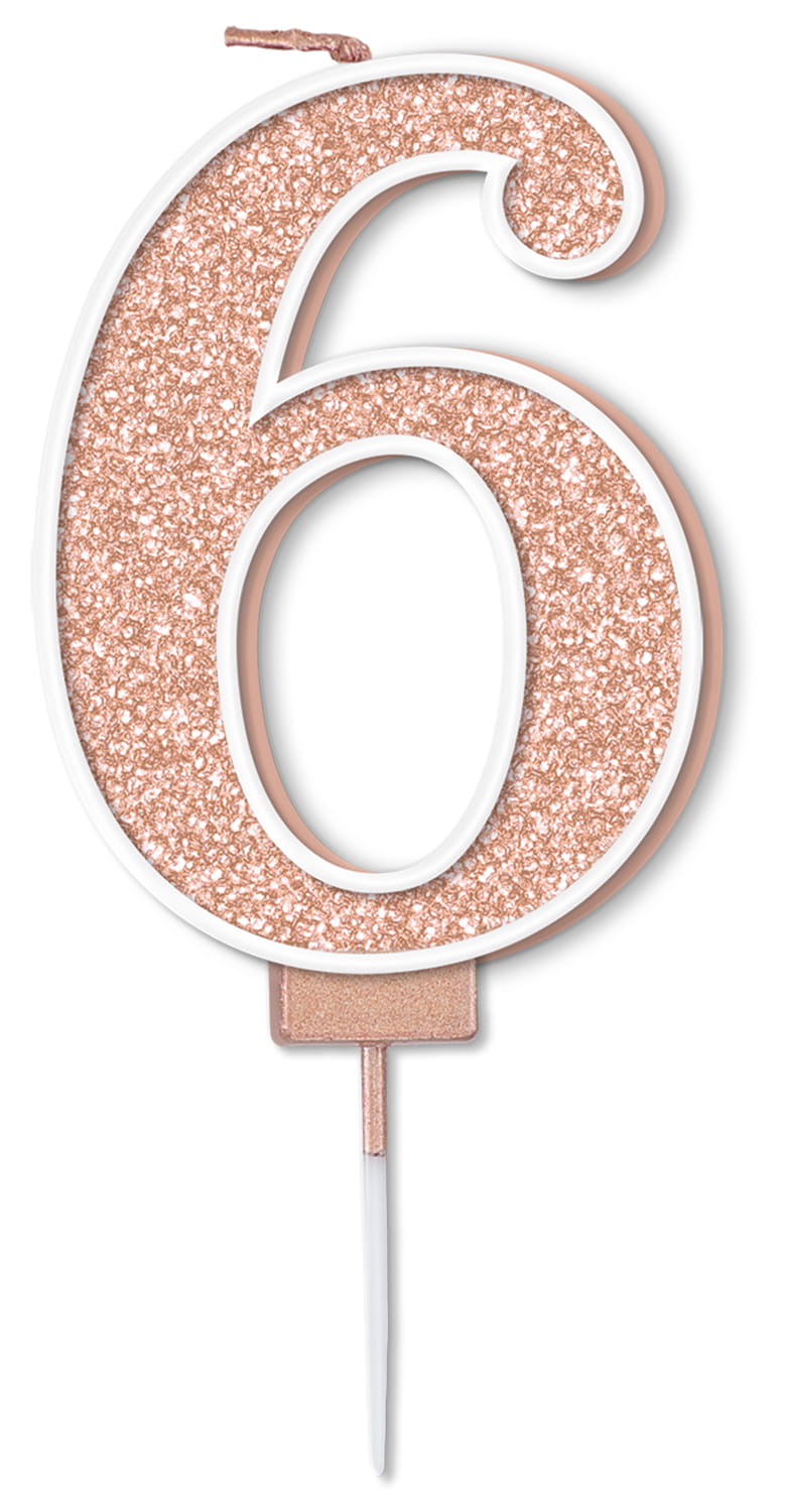 Glitter No.6 Sparkling Fizz Rose Gold Candle 7.5cm