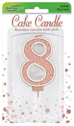 Glitter No.8 Sparkling Fizz Rose Gold Candle 7.5cm