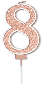 Glitter No.8 Sparkling Fizz Rose Gold Candle 7.5cm