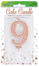Glitter No.9 Sparkling Fizz Rose Gold Candle 7.5cm