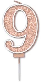 Glitter No.9 Sparkling Fizz Rose Gold Candle 7.5cm