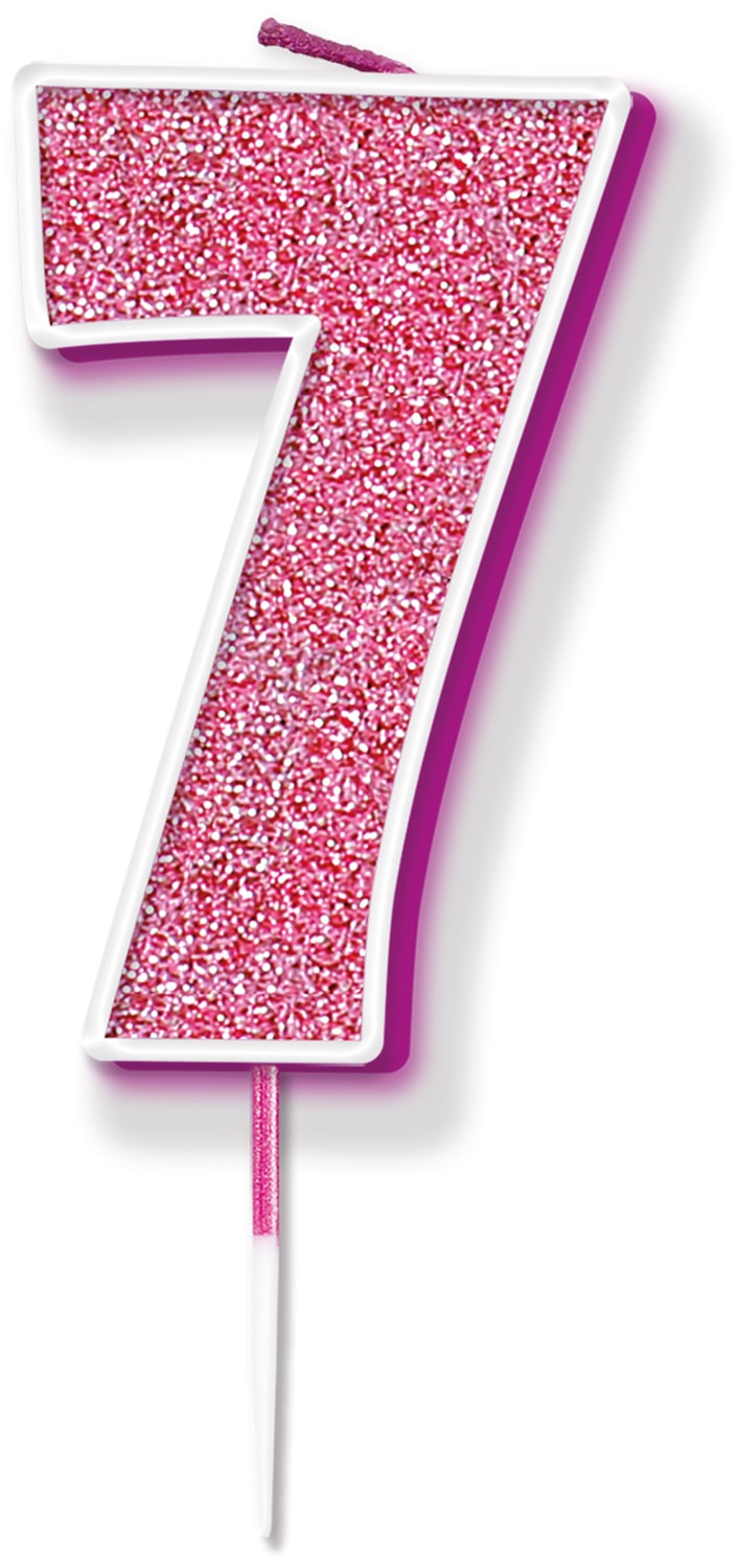 Glitter No7 Candle 7.5cm Pink/Silver Glitter