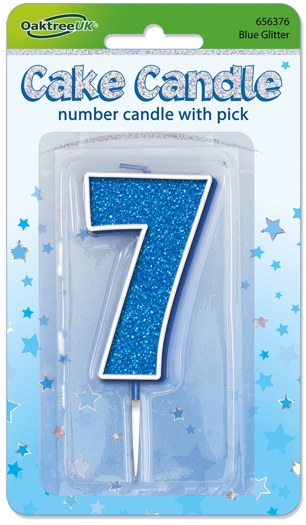 Glitter No7 Candle 7.5cm Blue/Silver Glitter