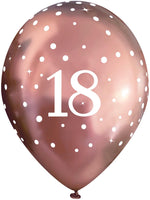 11inch Latex Balloons Sparkling Fizz Rose Gold 18th x 6pcs