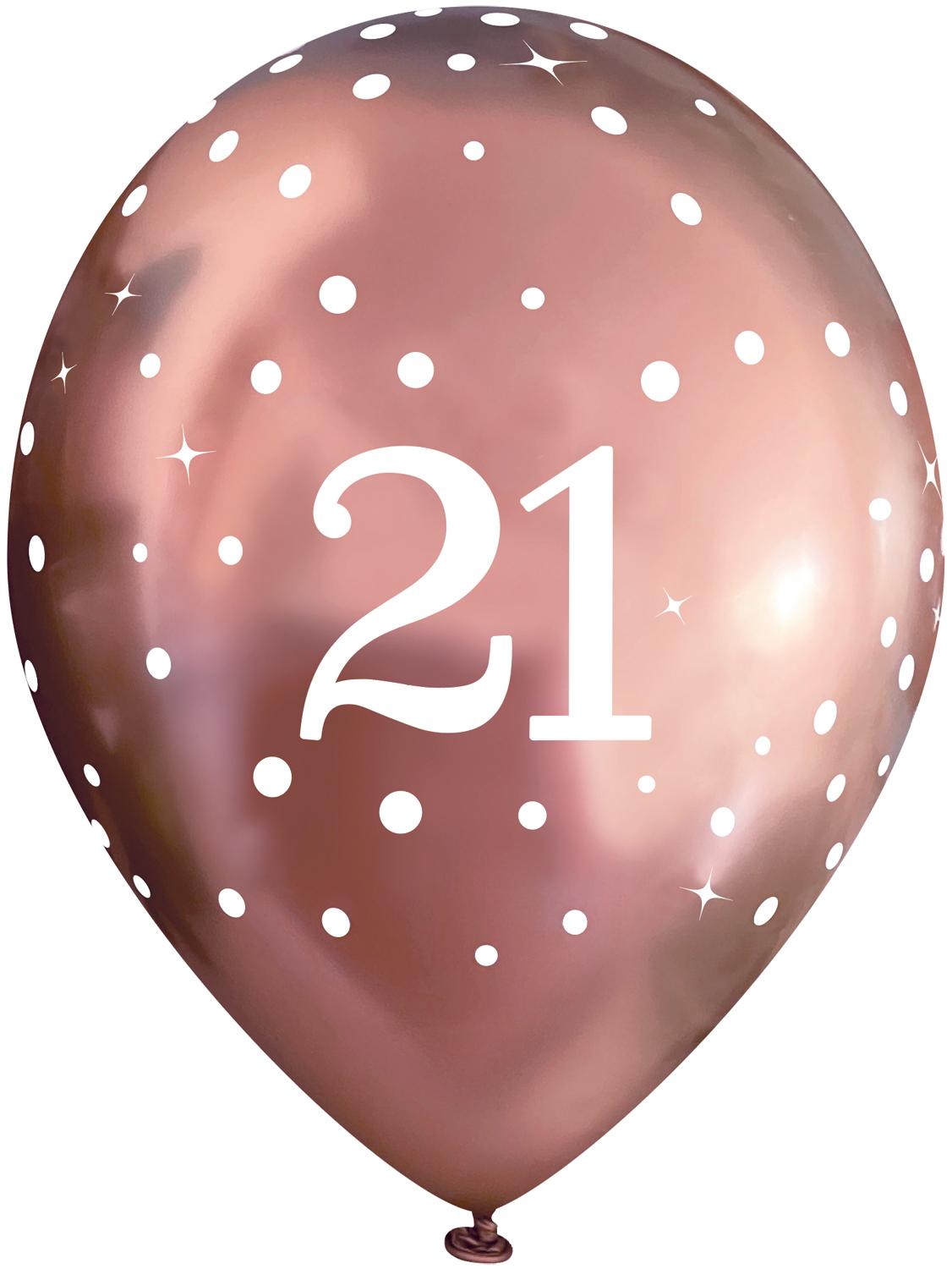 11inch Latex Balloons Sparkling Fizz Rose Gold 21st x 6pcs