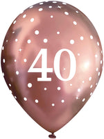 11inch Latex Balloons Sparkling Fizz Rose Gold 40th x 6pcs