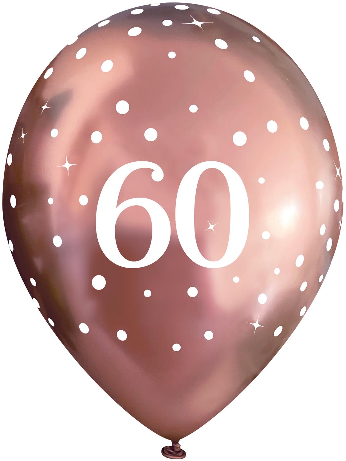 11inch Latex Balloons Sparkling Fizz Rose Gold 60th x 6pcs