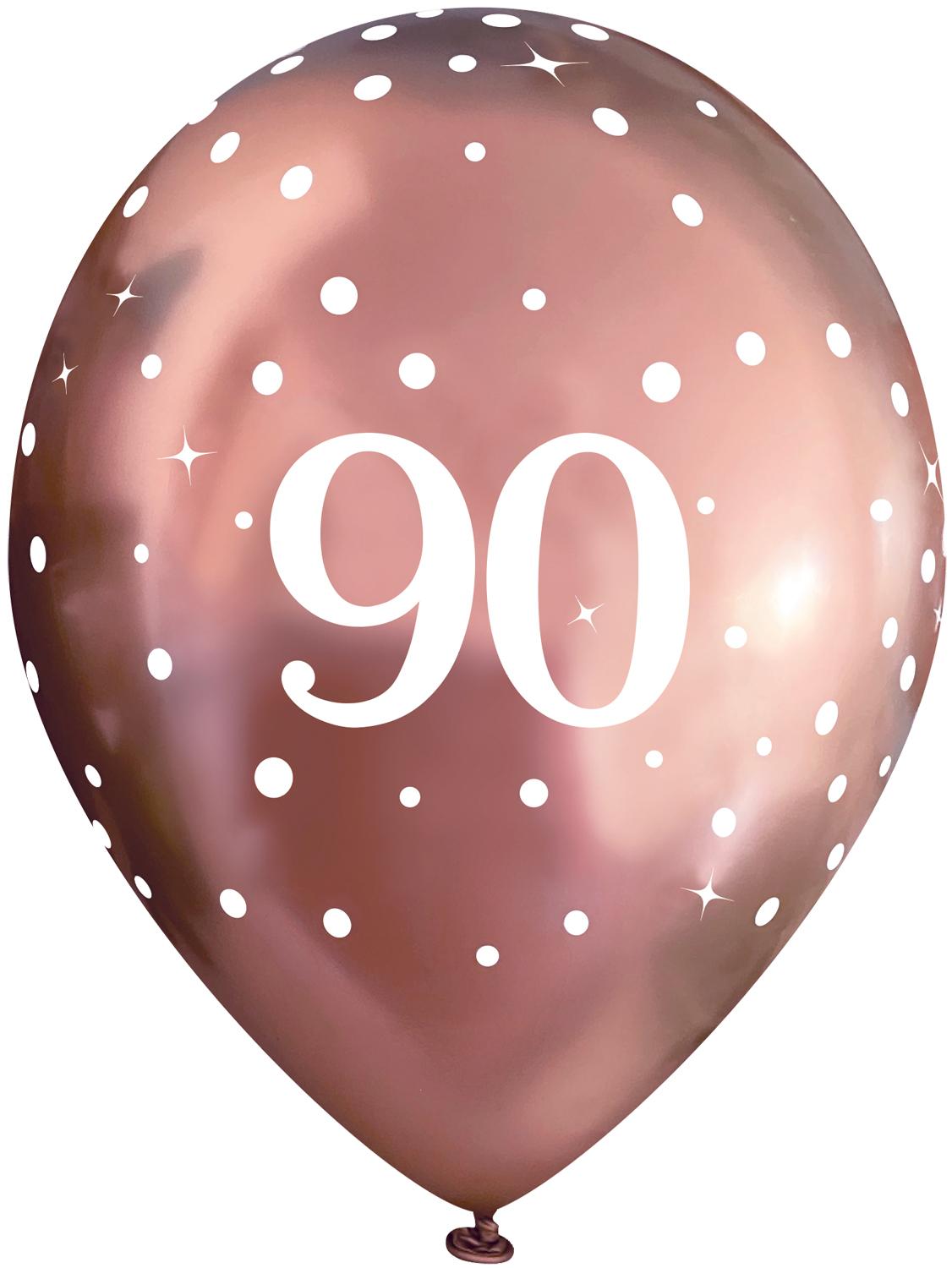 11inch Latex Balloons Sparkling Fizz Rose Gold 90th x 6pcs