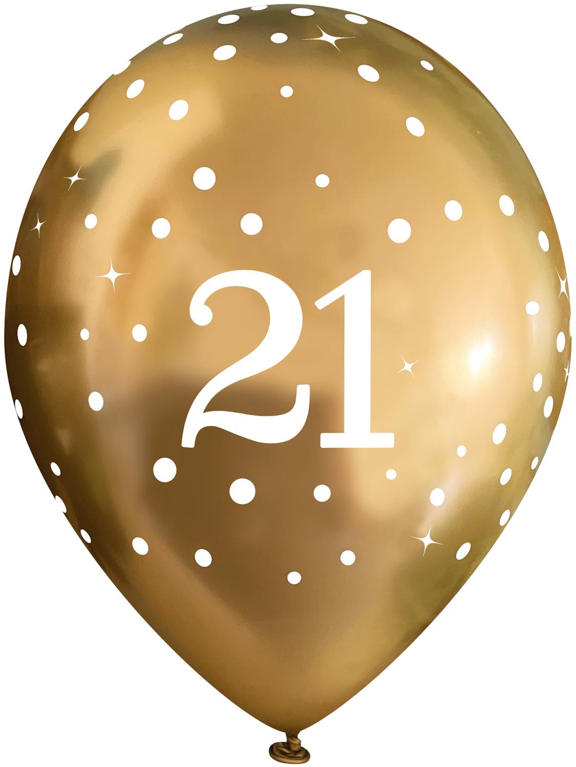 11inch Latex Balloons Sparkling Fizz Gold 21st x 6pcs