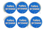 Happy Birthday Blue Holographic Hanging Swirls - 6pcs