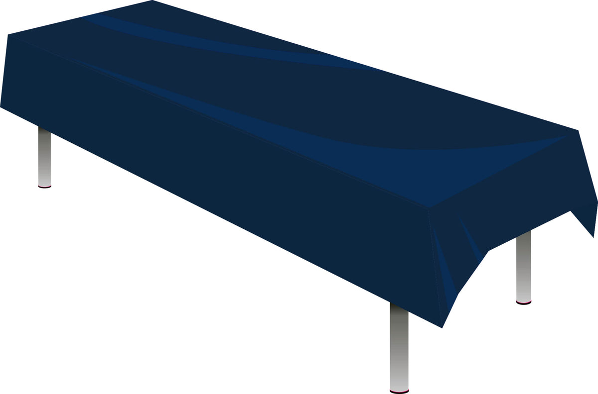Navy Blue Solid Rectangular Plastic Table Cover - Each