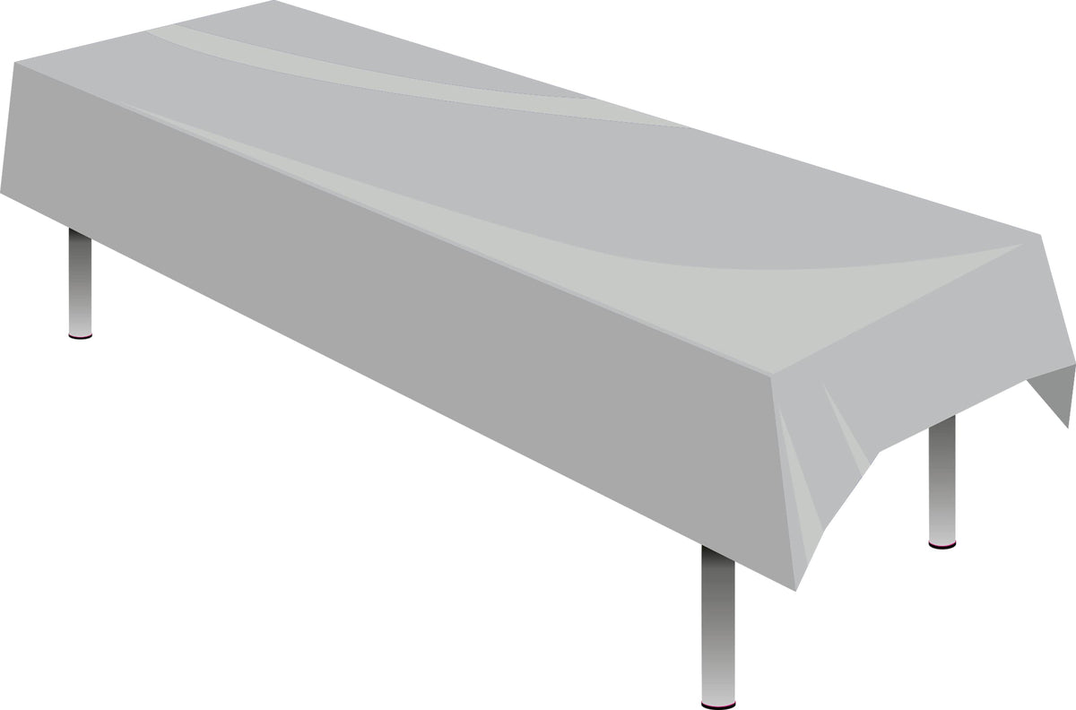 Silver Plastic Table Cover - Each