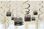 HollywoodMovie Night Hanging Swirl Decorations - 12pk