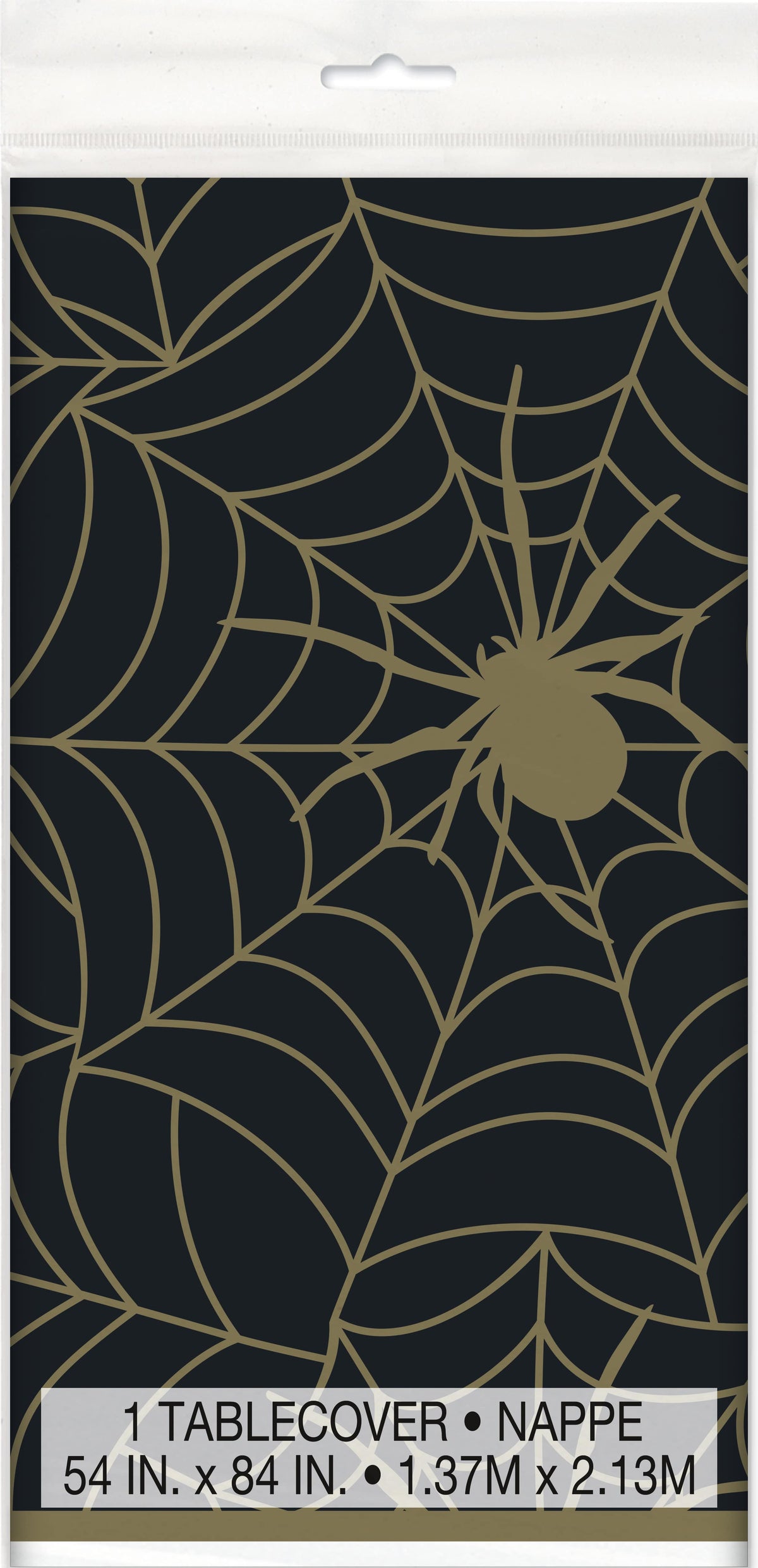 Black & Gold Spider Web Plastic Table Cover - Each