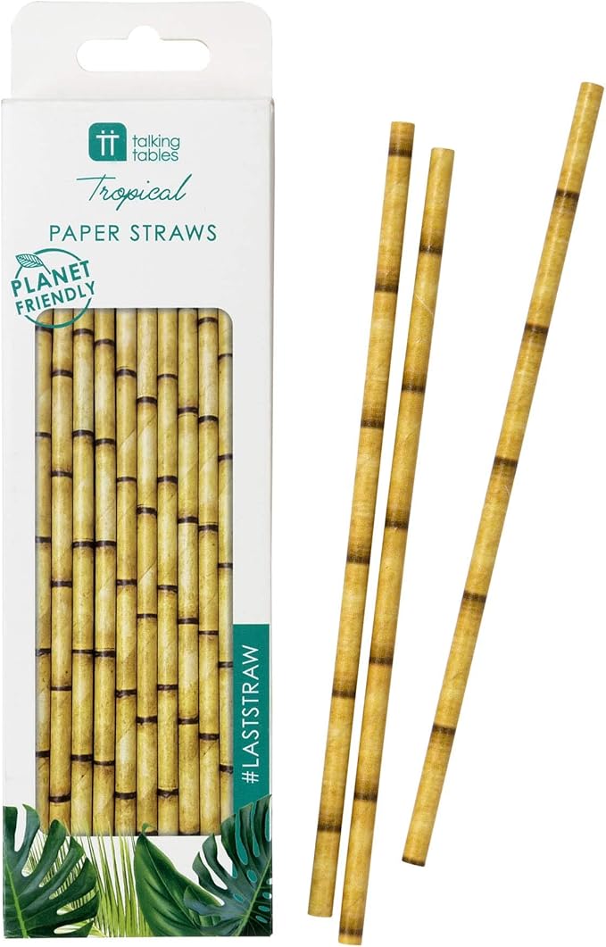 Tropical Bamboo Shoot Paper Party Straws - 30pk