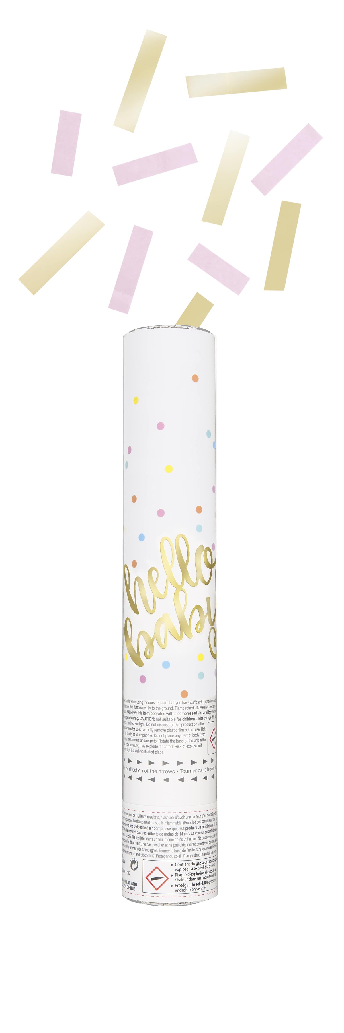 Hello Baby Pink Gender Reveal 30cm Confetti Cannon