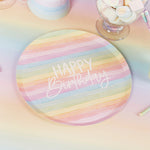 Eco Rainbow 'Happy Birthday' Paper Plates - 8pk