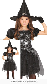 Girls Silver Sparkle Witch Dress & Hat