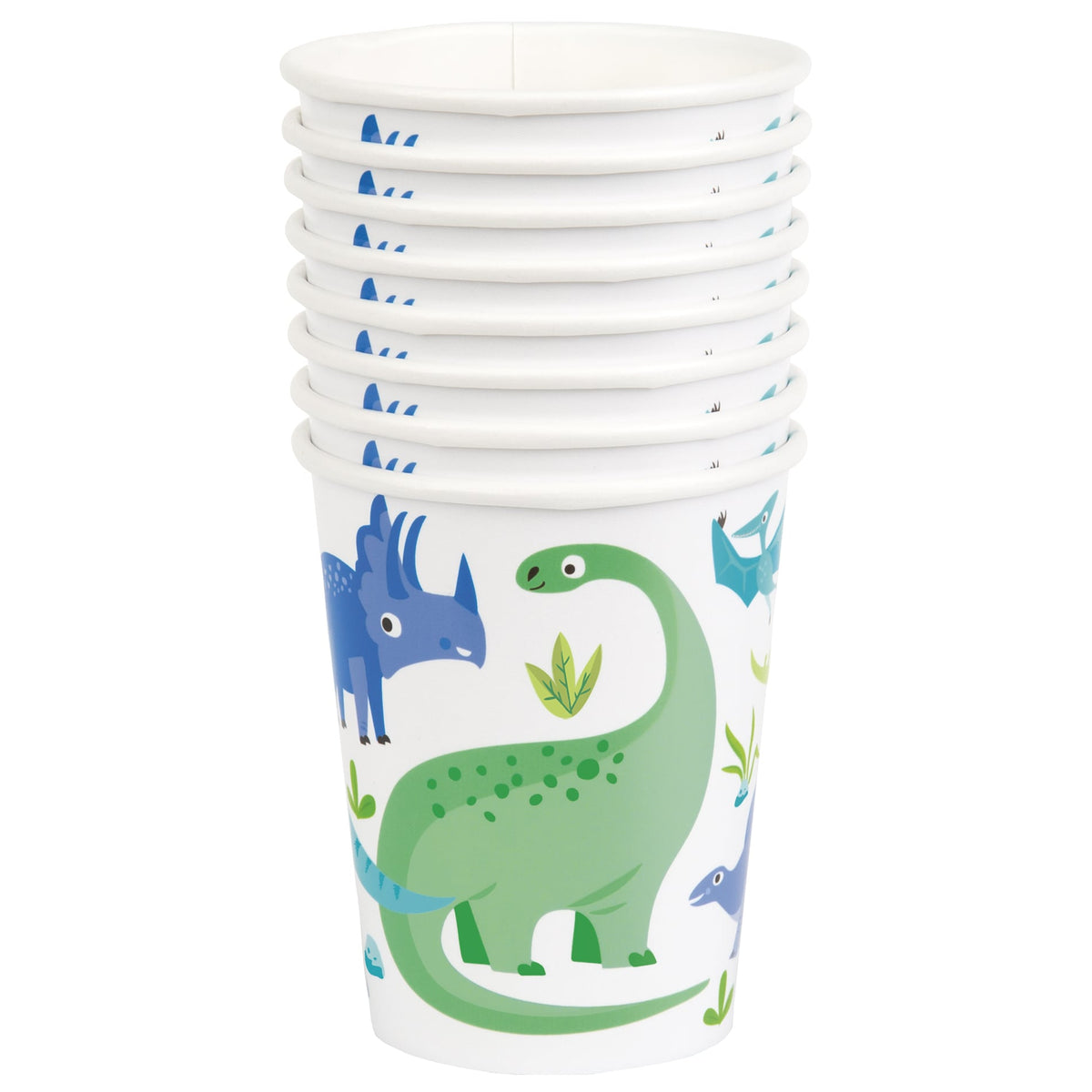 Blue & Green Dinosaur Party Paper Cups - 8pk