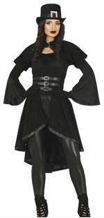 Black costume with hat on a white background