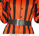Ladies Striped Orange & Black Harlequin Prisoner Costume