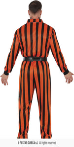 Adults Striped Orange & Black Harlequin Prisoner Costume