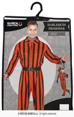 Adults Striped Orange & Black Harlequin Prisoner Costume