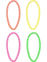 80s Neon Chain Necklaces, 4Pk