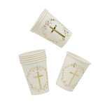 Gold Cross Paper Cups 8 Pack