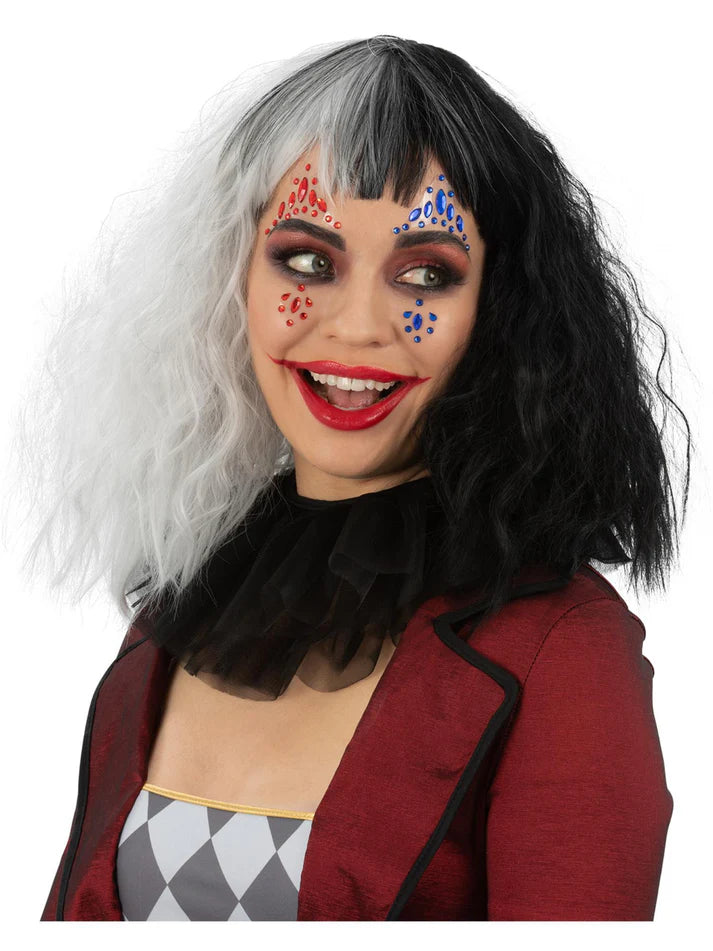 Smiffys Make-Up FX, Red & Blue Jester Face Jewels
