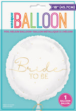 Bride To Be White & Gold Foil Balloon - 18"