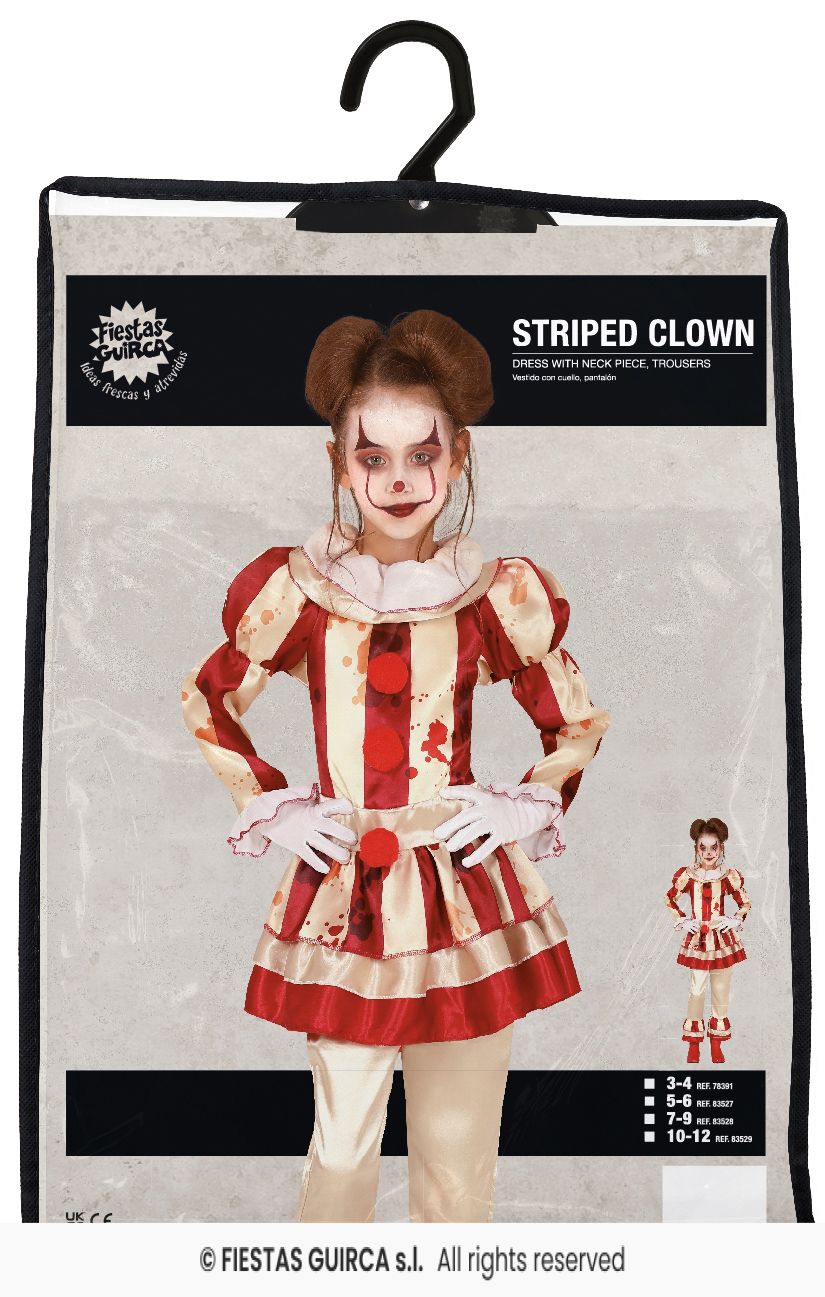 Girl's Striped Clown Costume