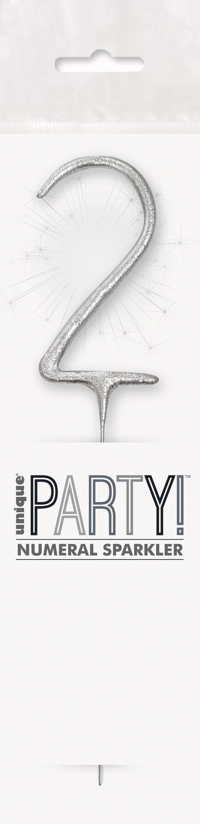 7" Silver Glitz Number Cake & Cupcake Sparklers