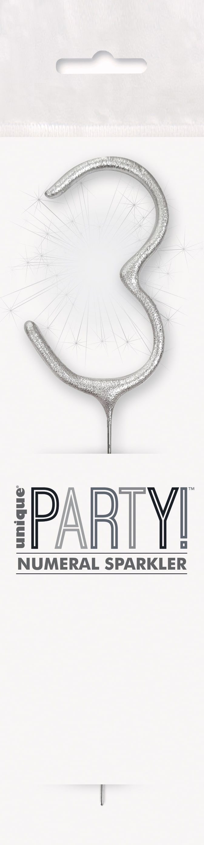 7" Silver Glitz Number Cake & Cupcake Sparklers
