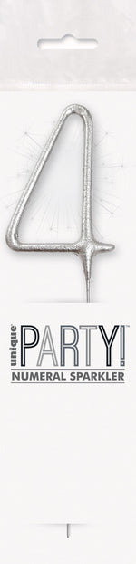 7" Silver Glitz Number Cake & Cupcake Sparklers