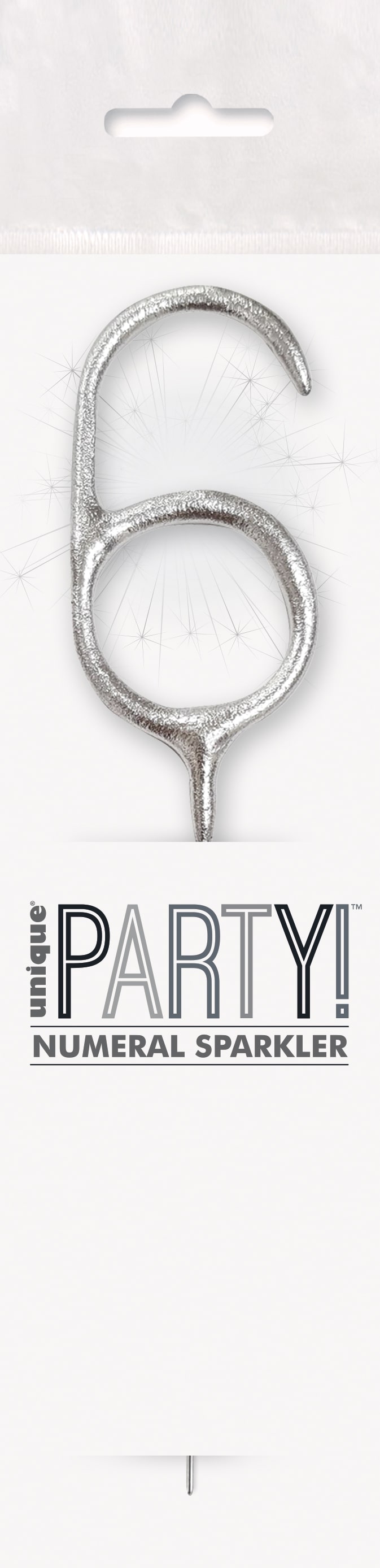 7" Silver Glitz Number Cake & Cupcake Sparklers