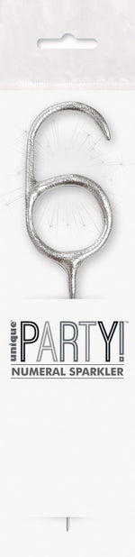 7" Silver Glitz Number Cake & Cupcake Sparklers