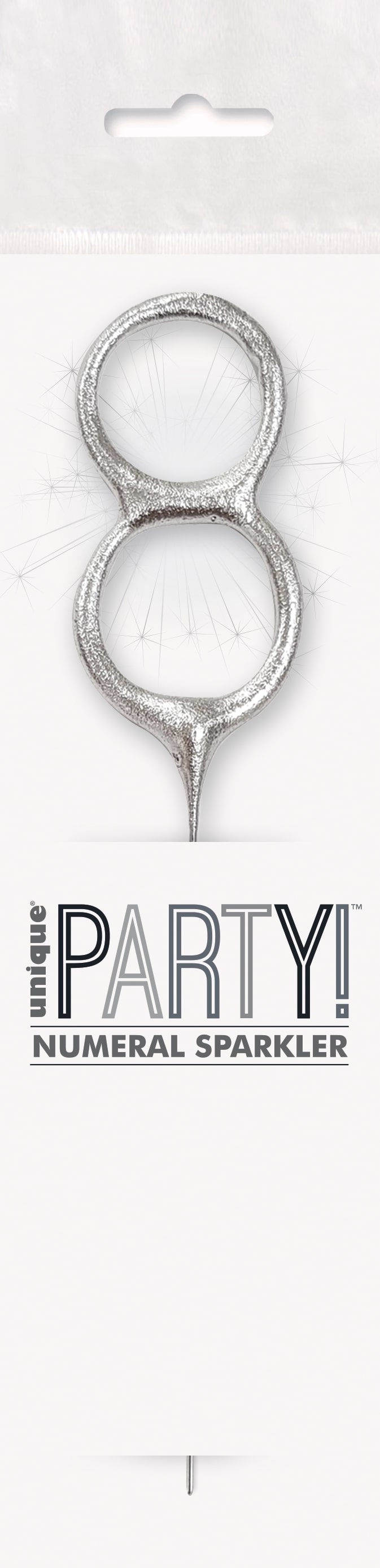7" Silver Glitz Number Cake & Cupcake Sparklers