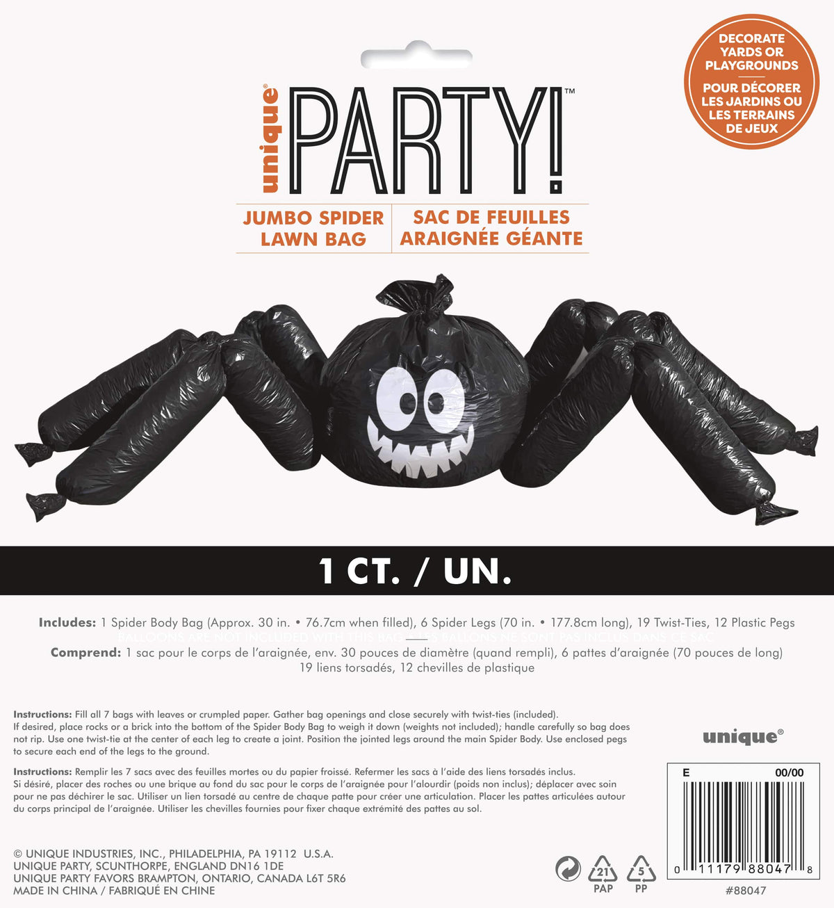 Jumbo Spider Lawn Bag Decoration